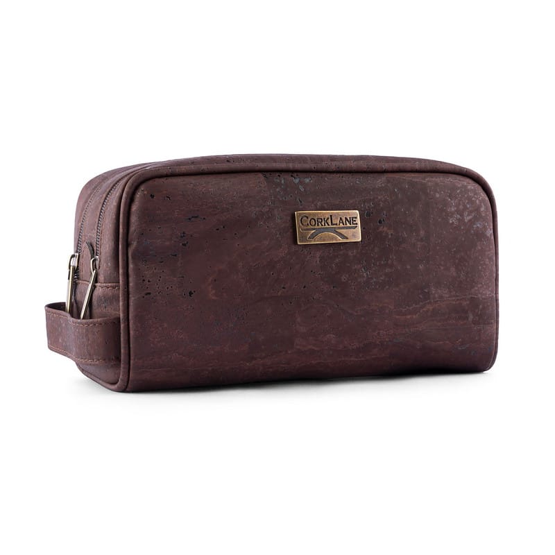 Cosmetic bag 2 zips brown