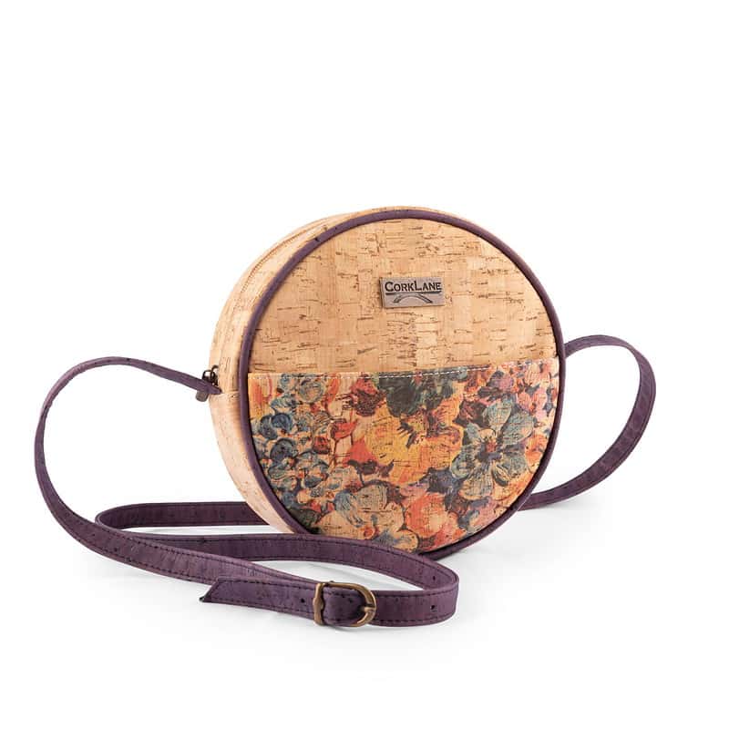 Summer round bag purple flowers