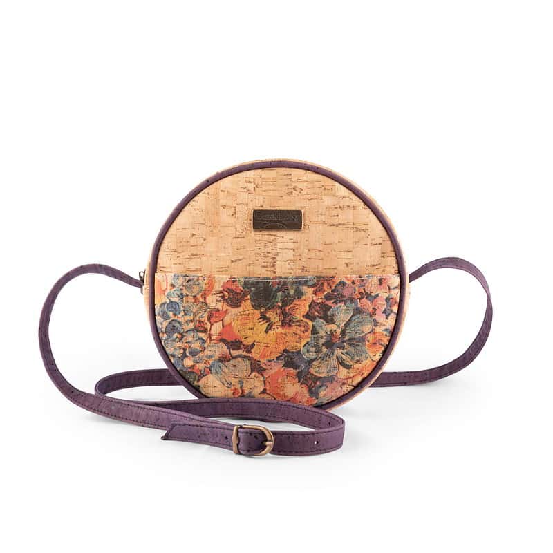 Summer round bag purple flowers